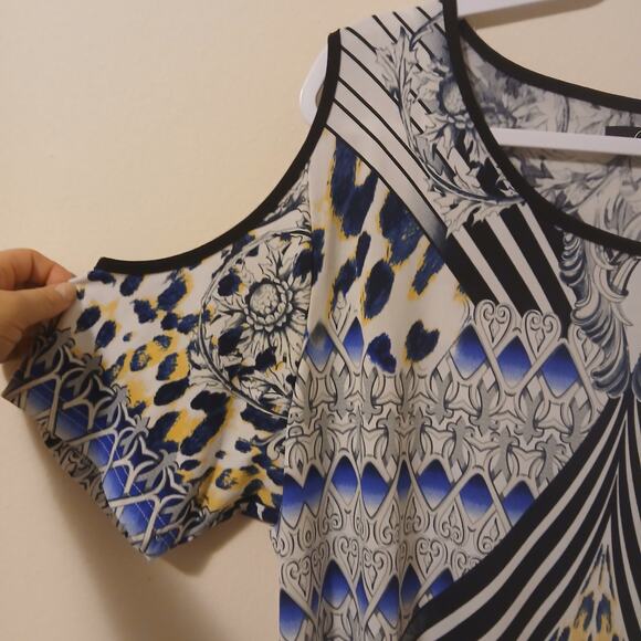 Calessa Dress Women's Size XL Multi Print Cold Shoulder Mini Dress - Picture 3 of 4